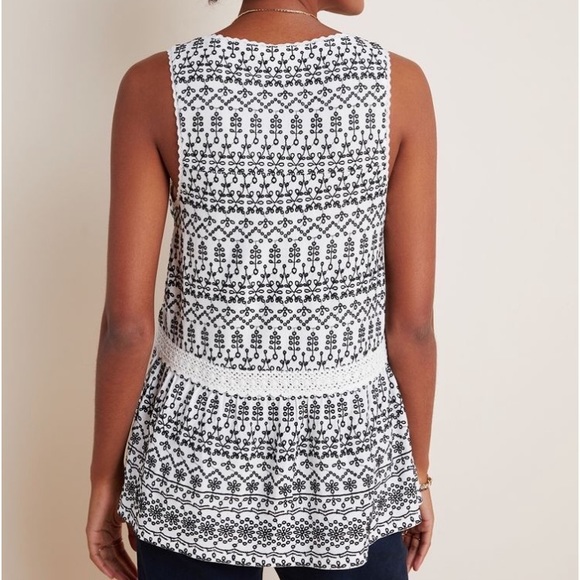 Anthropologie Maeve Cammie Embroidered Peplum Top - Picture 2 of 6